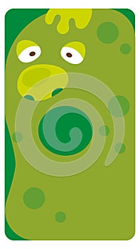 Nice monster, illustration for post card, social media, poster, banner, textil, internet. Background for text, funny cartoon face. photo