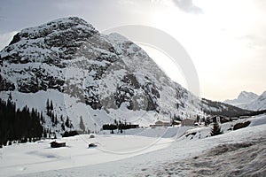 Nice Mountain Valley in the Austrian Alps at Winter