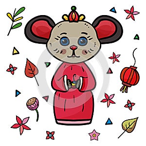 Nice Mouse, Rat, Good Luck Chinese New Year. - Vector Design