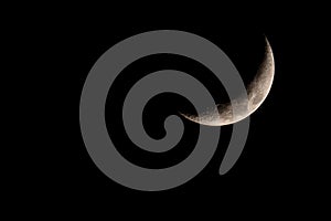 Nice mystical half moon on dark night sky background