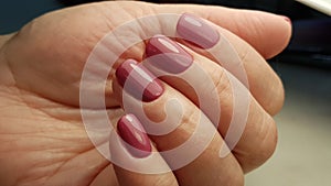 Nice natural nails with gel polish and Russian manicure