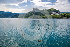 Nice nature scenario in the lake of Bled. photo