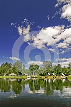 Nice nature view from lake with vivid sky