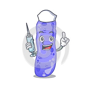 A nice nurse of legionella mascot design concept with a syringe