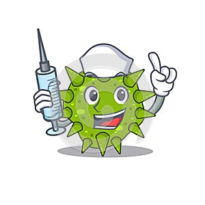 A nice nurse of vibrio cholerae mascot design concept with a syringe