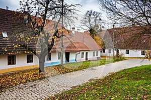 Colorful old Anabaptist houses in Velke Levare Slovakia