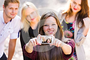 Nice people taking selfie