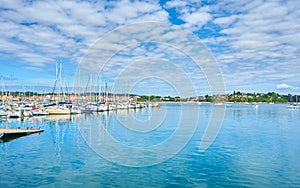 Nice picture of a landscape of the boats in the harbor. Ares. Galicia. Spain