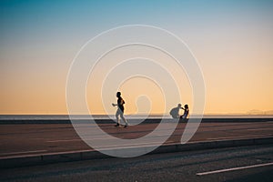 Nice, Provence / France - September 28, 2018: Sunset over the evening promenade