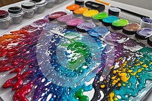 Rainbow of Acrylic Ink in Water. Color Explosion. Ink in water AI Generated