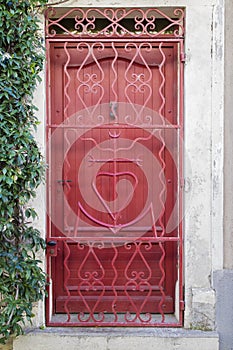 Nice red door in Camargue area, provence, france