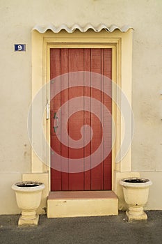 Nice red door in Camargue area, provence, france