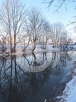 River Sysa in winter, Lithuania