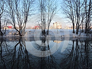 River Sysa in winter, Lithuania