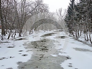 River Sysa in winter, Lithuania