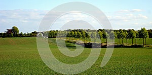 Nice rural scene of a danish farm at the end of work day