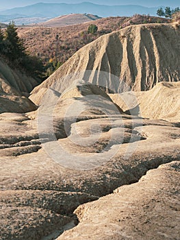 Nice shapes of Muddy volcanoes Paclele Mari near Buzau, Romania