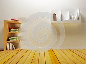 Nice shelves in the room,