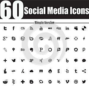 60 Social Media Icons Simple Version