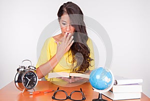 Nice student at the desk