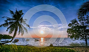 Nice sunrise beach Batam island Indonesia
