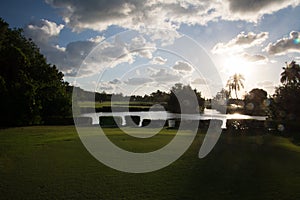 Nice sunrise on a golf course in a resort of Cuba