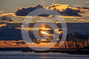 Nice sunset landscape over the lake Balaton of Hungary