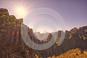 Nice sunset over mountains in Madeira - Portugal