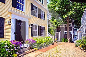 Nice traditional houses during summer time, Rockport, Massachusetts, USA