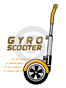Nice Vector illustration of gyroscooter Alternative two-wheeled urban electric transport, innovative and environmentally friendly