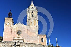 Nice very old church of Sitges in Spain, Catalonia,