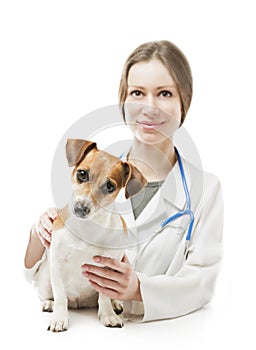 Nice veterinarian girl with dog
