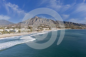 nice view of the beach of Puerto Banus beach, Marbella
