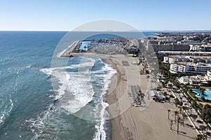 nice view of the beach of Puerto Banus beach, Marbella