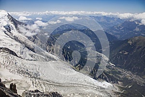 Nice view on Bossons glacier the Chamonix mountain valley, between the Alps, Chamonix Mont-Blan, FranceBossons glacier