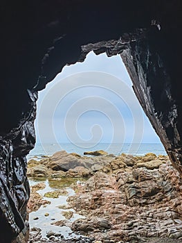 Nice view of the Cantabrian Sea from a cave