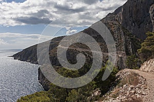 Nice view of the coastline with sea and sky on the island of Hvar