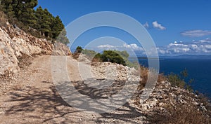 Nice view of the coastline with sea and sky on the island of Hvar