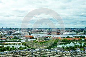 Nice view of the Copenhagen architecture. Denmark. Aerial view. Europe.