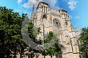 Nice view of the famous Saint-AndrÃ© cathedral in the city of Bordeaux in France