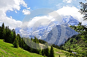 Nice view of mount Jungfrau in the swiss alps