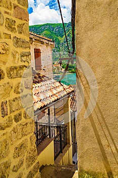 Nice view of Old Town narrow street Kotor Montenegro