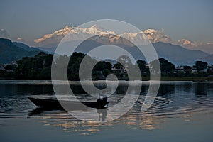 Nice view in pokhara Nepal from the lake