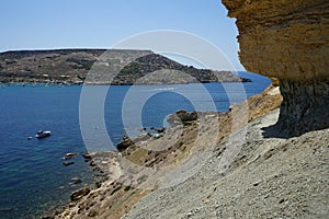 Nice view of Qarraba Bay and Snorkeling point mountainous landscape. Snorkeling point, Unnamed Road, Mgarr, Malta