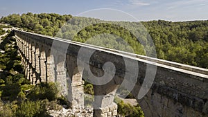 Nice view of roman Aqueduct Pont del Diable in Tarragona