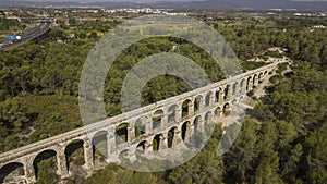 Nice view of roman Aqueduct Pont del Diable in Tarragona