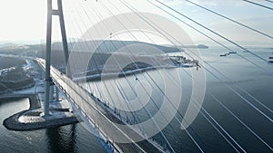 Nice view of the Russian bridge at sunset.