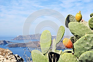 Nice view of Santorini Island and a group of its islands