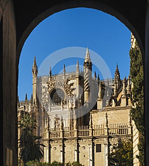 Nice view of Seville Cathedral frontal