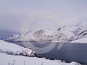 nice view snow mountain Tromso Norway